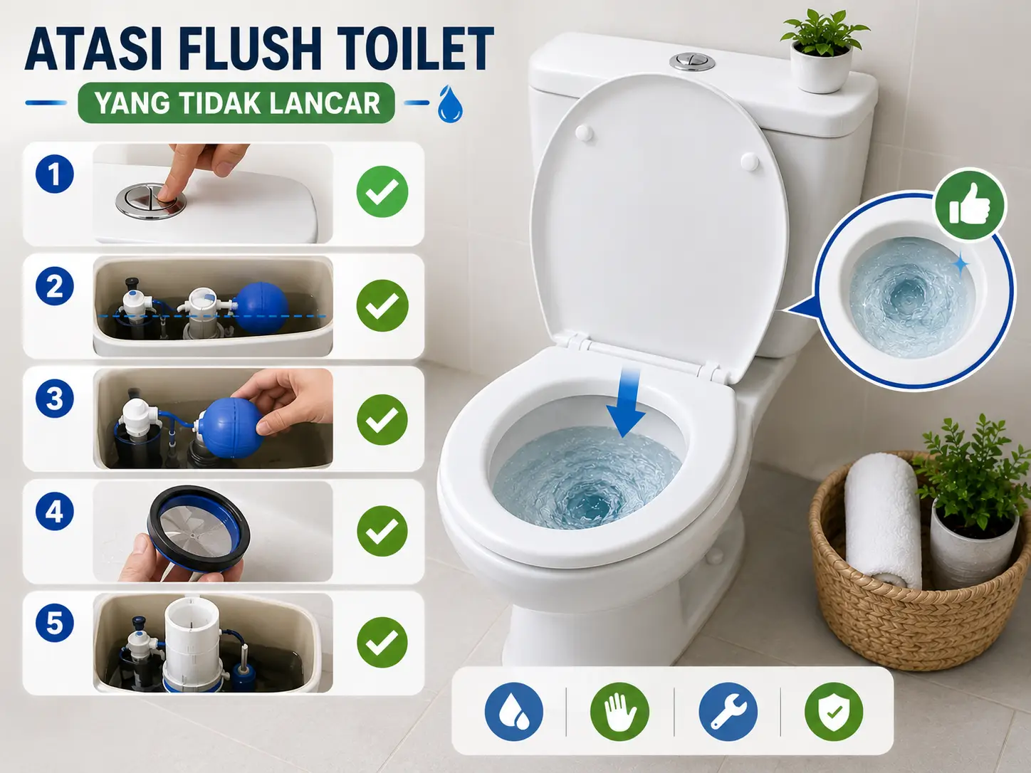 Toilet flush tidak lancar